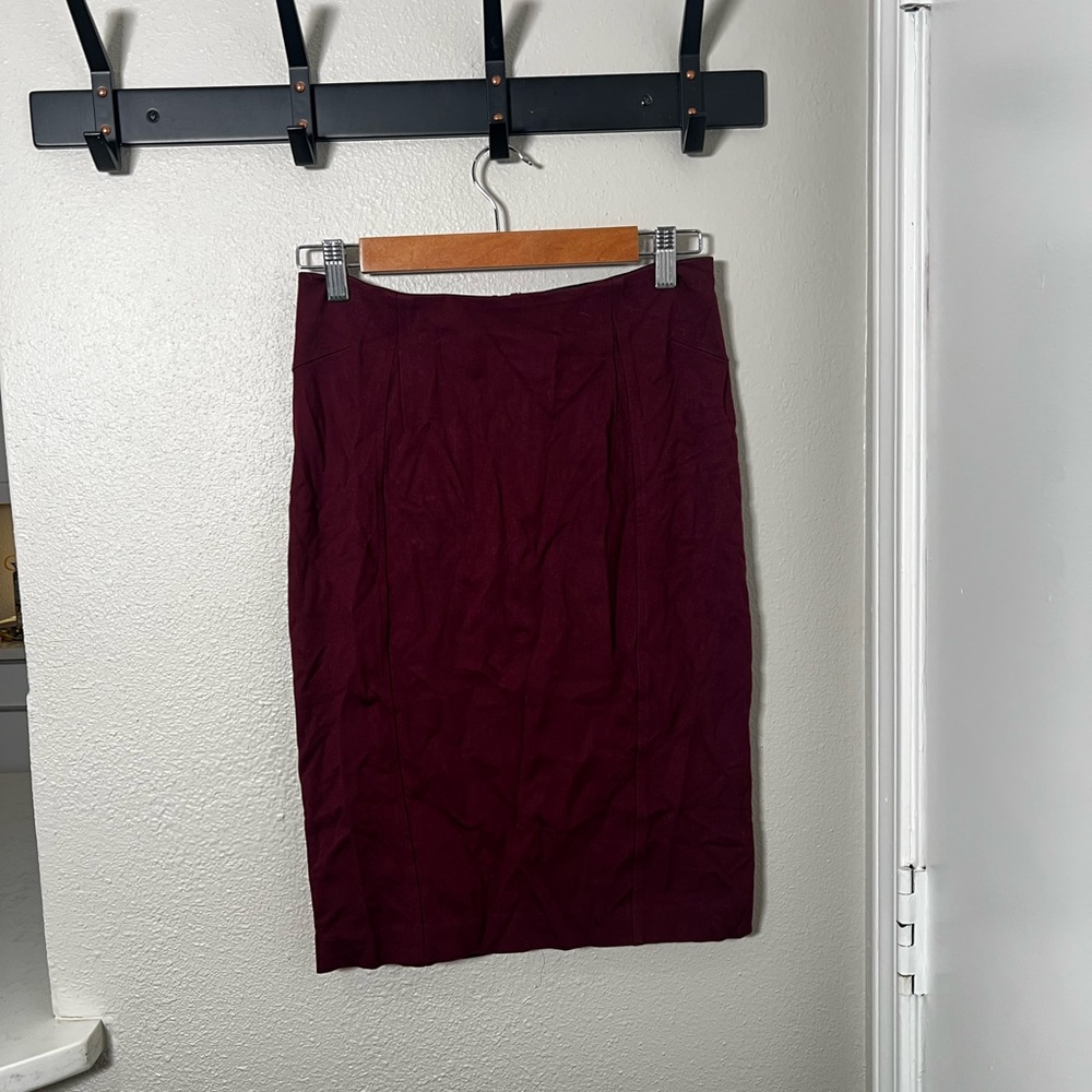 Ann Taylor Burgundy Pencil Skirt